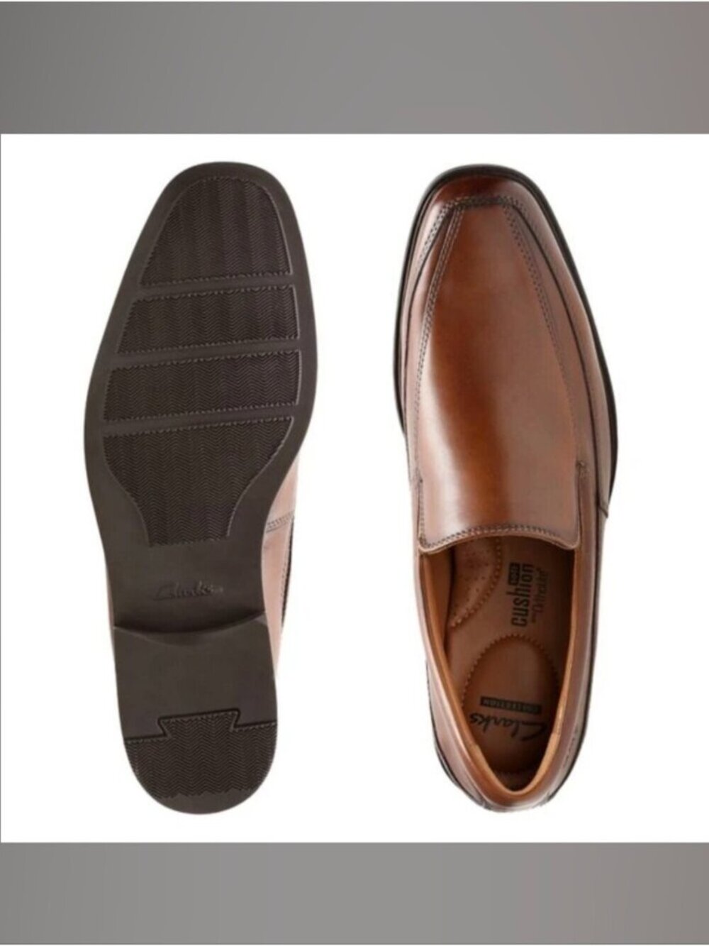 Clarks Men's Loafer Shoes Tilden Free Cognac Leather Slip On Ortholite Size 7